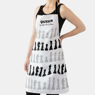 Tablier Queen Of The Kitchen Chess Black White Motif