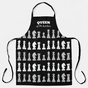 Tablier Queen Of the Kitchen Échecs noir blanc Motif Ap