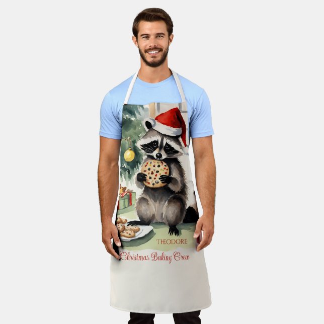 Tablier Raccoon Christmas Cookie Baking Crew (Porté)