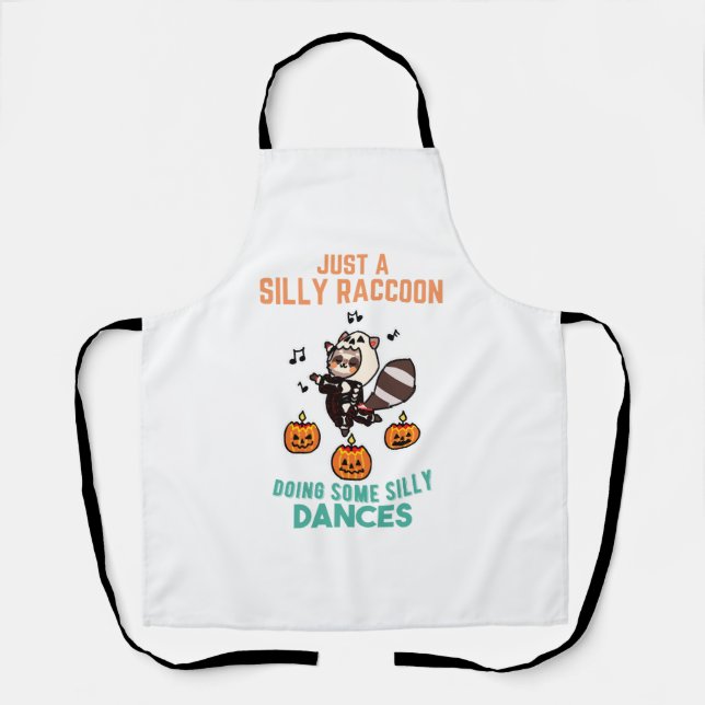 Tablier Raccoon Dancing Halloween Citrouille (Recto)