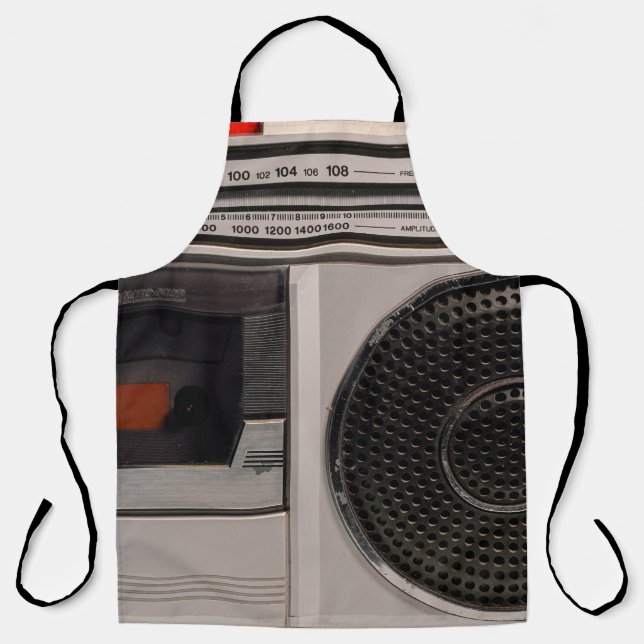Tablier Radiocassette radio stéréo portable rétro obsolète (Recto)