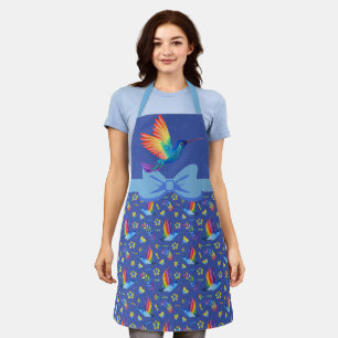Tablier Rainbows et Love Humming Bird Apron dans Blueberry