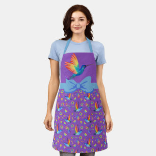 Tablier Rainbows et Love Humming Bird Apron dans Eggplant