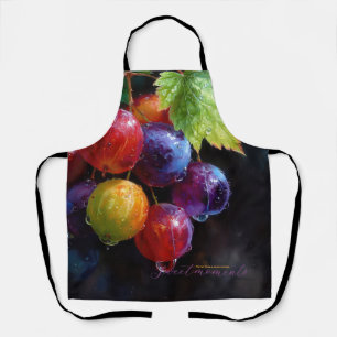 Tablier Raisins et gouttes de rosée à l'aquarelle vibrante