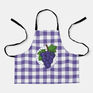 Tablier Raisins sur Plaid violet blanc