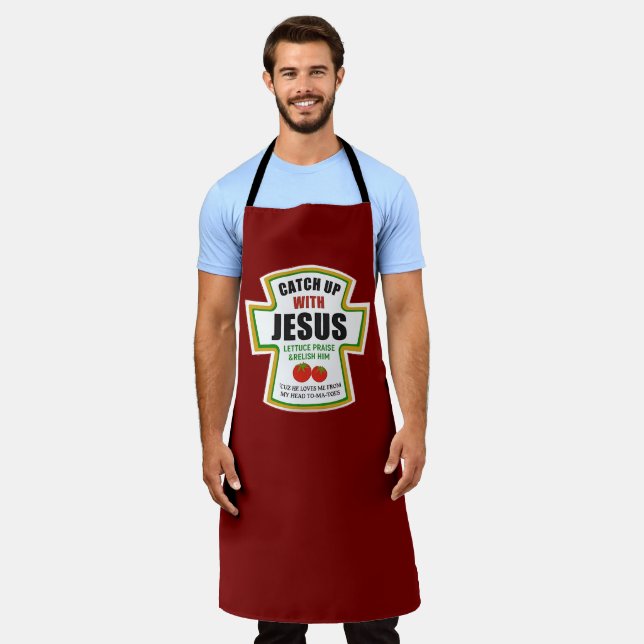Tablier Ramassez Avec Jésus Drôle Christian Ketchup Tomate (Porté)