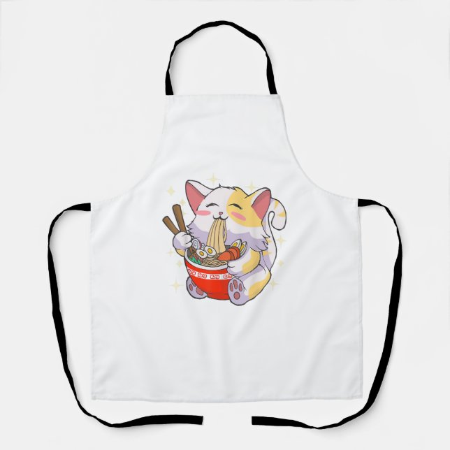 Tablier Ramen Chemise Chat Manger Des Nouilles Nourriture  (Recto)