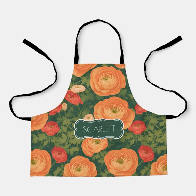 Tablier Ranunculus Mosaic coloré Motif personnalisé (Recto)