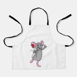 Tablier Rat avec fleur Rose