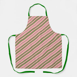 Tablier Rayures de canne à bonbons rose et verte 