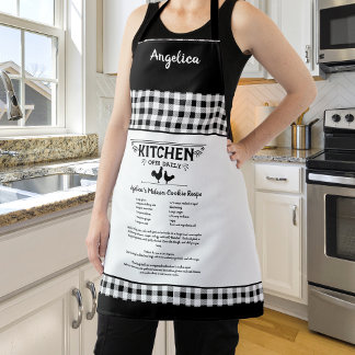 Tablier Recette personnalisée Noir Blanc Farmhouse Buffalo