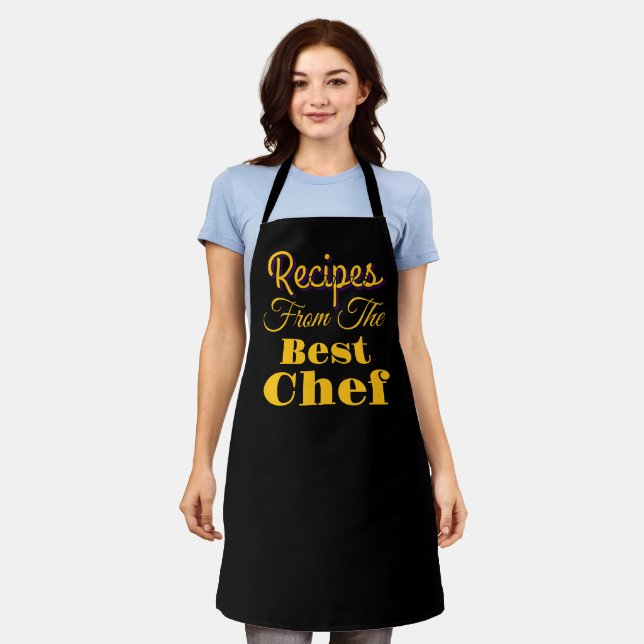 Tablier Recettes du meilleur chef noir  (Porté)