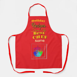 Tablier Recettes du meilleur chef Pot à café rouge