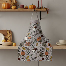 Tablier Récolte d'automne et cornes Thanksgiving Taupe
