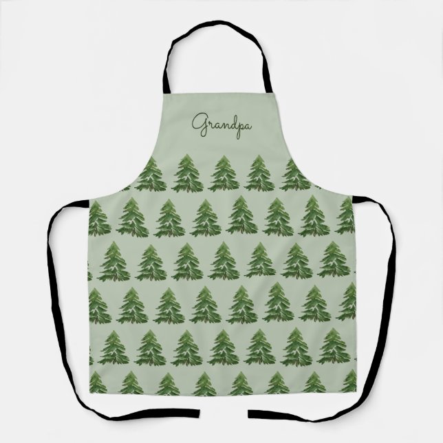 Tablier Récupération de la famille des arbres de Noël vert (Recto)