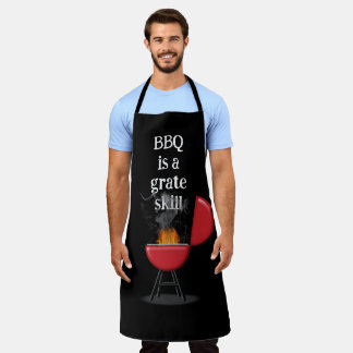 Tablier Red Barbecue Grill On Fire With Fun Text