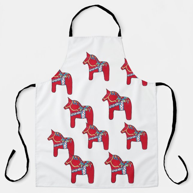 Tablier Red Dala Horses Apron (Recto)