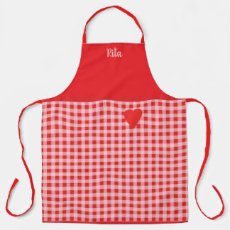 Tablier Red Gingham trimmed in Red Country Style 