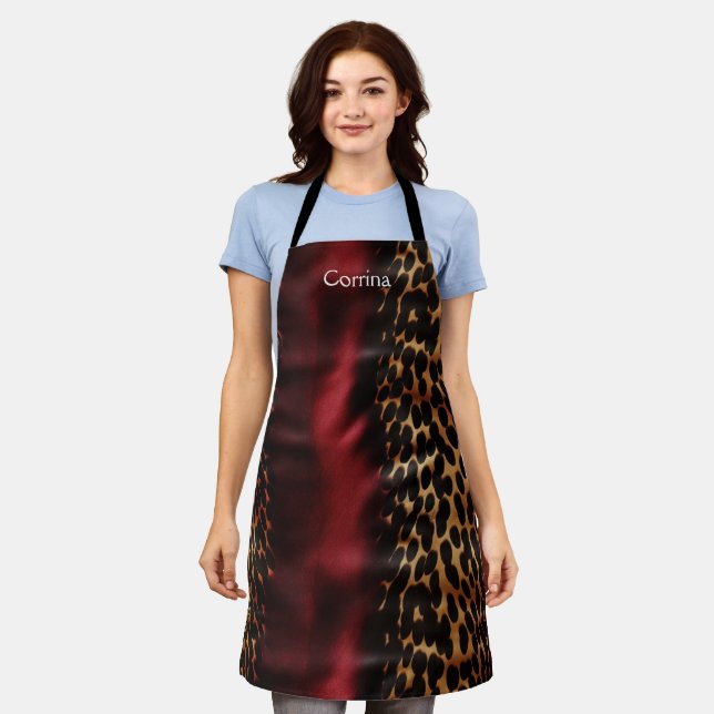 Tablier Red Gold Faux Cowgirl Southwest Cowhal Nom (Porté)