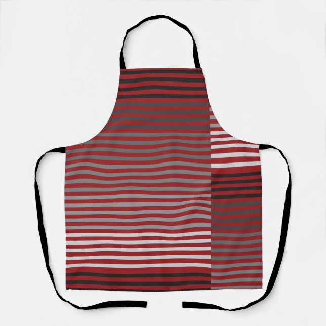 Tablier Red, Gray, Black, White Stripes (Recto)
