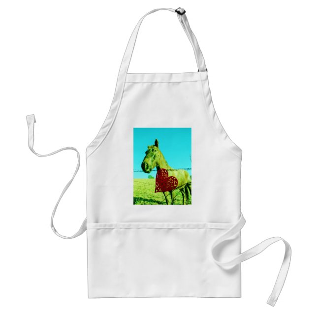 Tablier Red Heart and Horse (Devant)