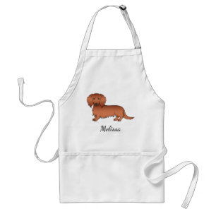 Tablier Red Long Cheveux Dachshund mignon Dessin et nom