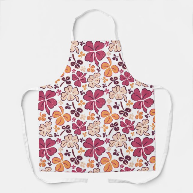 Tablier Red Lucky Shamrock Clover St Patrick`s Day Apro (Recto)