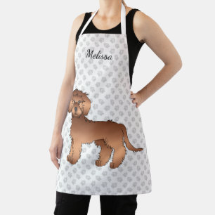 Tablier Red Mini Goldendoodle Cartoon Chien et nom
