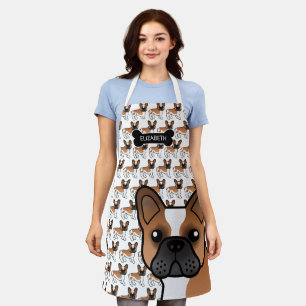 Tablier Red Pied French Bulldog mignon Dessin et nom