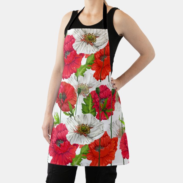 Tablier Red Poppy Joli Floral moderne élégant Motif (Insitu)
