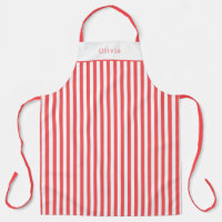 Red/Rose Stripe Pattern Apron individualisé