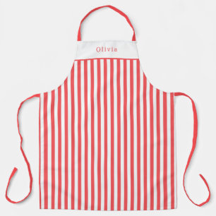 Tablier Red/Rose Stripe Pattern Apron individualisé