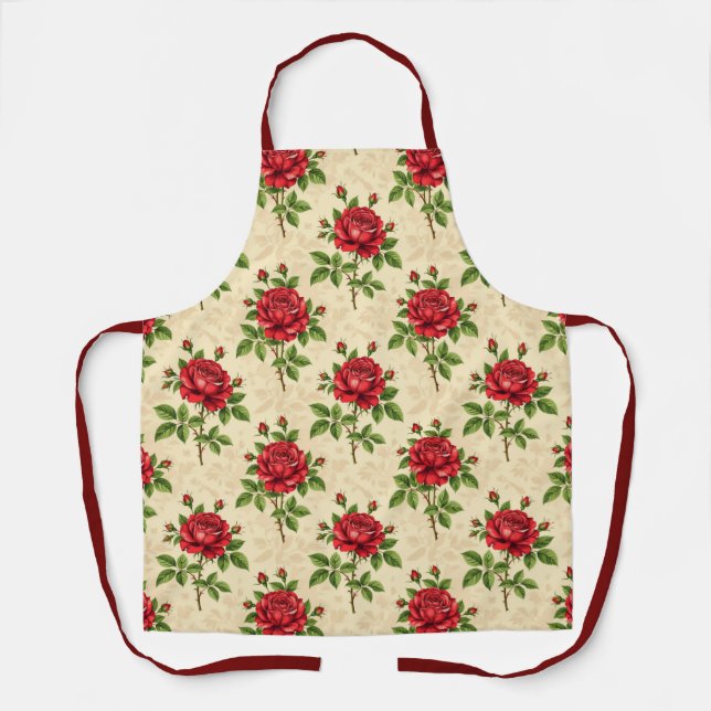 Tablier Red rose vintage pattern (Recto)