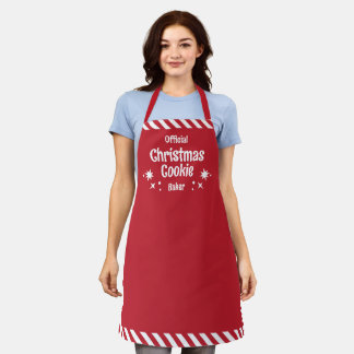 Tablier Red Stripe Christmas Cookie Baker Medium Apron