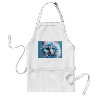 Tablier Regular Size apron white with white cat beautiful