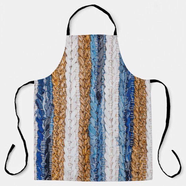 Tablier Rein patchwork : jean recyclé tapis. (Recto)