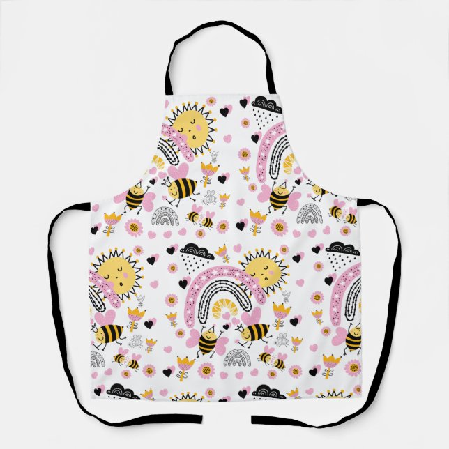 Tablier Reines ABEILLES Mignonnes Copines, Bébé Fille, Cad (Recto)