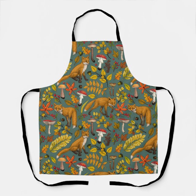 Tablier Renard d'automne sur pin vert (Recto)
