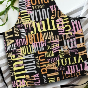 Tablier Répétition de son nom / Couleurs sur noir