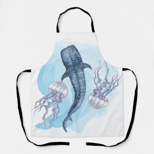 Tablier Requin Baleine. Aquarelle