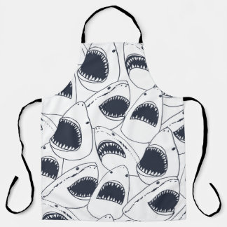 Tablier Requin en colère, motif de gribouillis vintage.