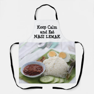 Tablier Restez calme et mangez l'apron Nasi Lemak