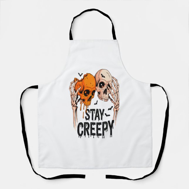 Tablier Restez Déplaisant PNG, Rétro Halloween crâne (Recto)