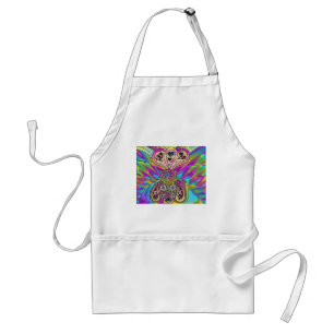 Tablier Retro 60s Coeurs psychédéliques Fleurs Cadeaux Vêt