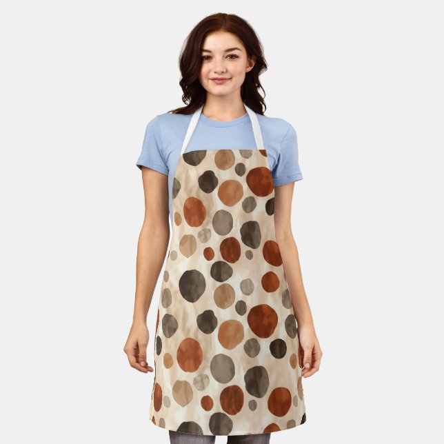 Tablier  Retro Brown Dot Pattern  All-Over Print Apron (Porté)