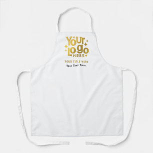 Tablier Retro Business Logo QR Code & Text Branding Blanc