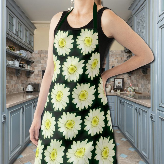 Tablier Retro  daisy pattern  in  dark green (Créateur téléchargé)