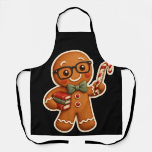 Tablier Retro Gingerbread Teacher Christmas Custom Apron