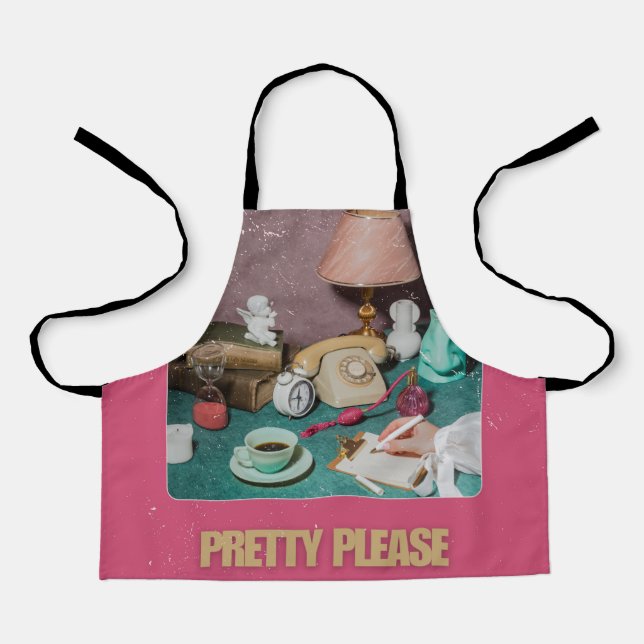 Tablier Retro Girly "Pretty Please" Print | Vintage lumine (Recto)