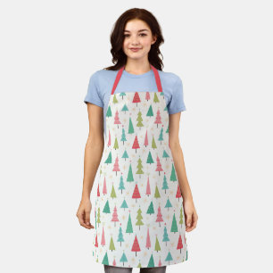 Tablier Retro Joyeux arbres de Noël Fun Motif de vacances